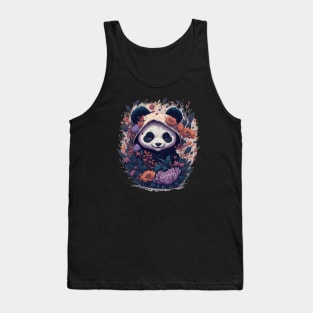 Cute Ninja Panda With Flowers Art Martial Floral Baby Pana Tank Top